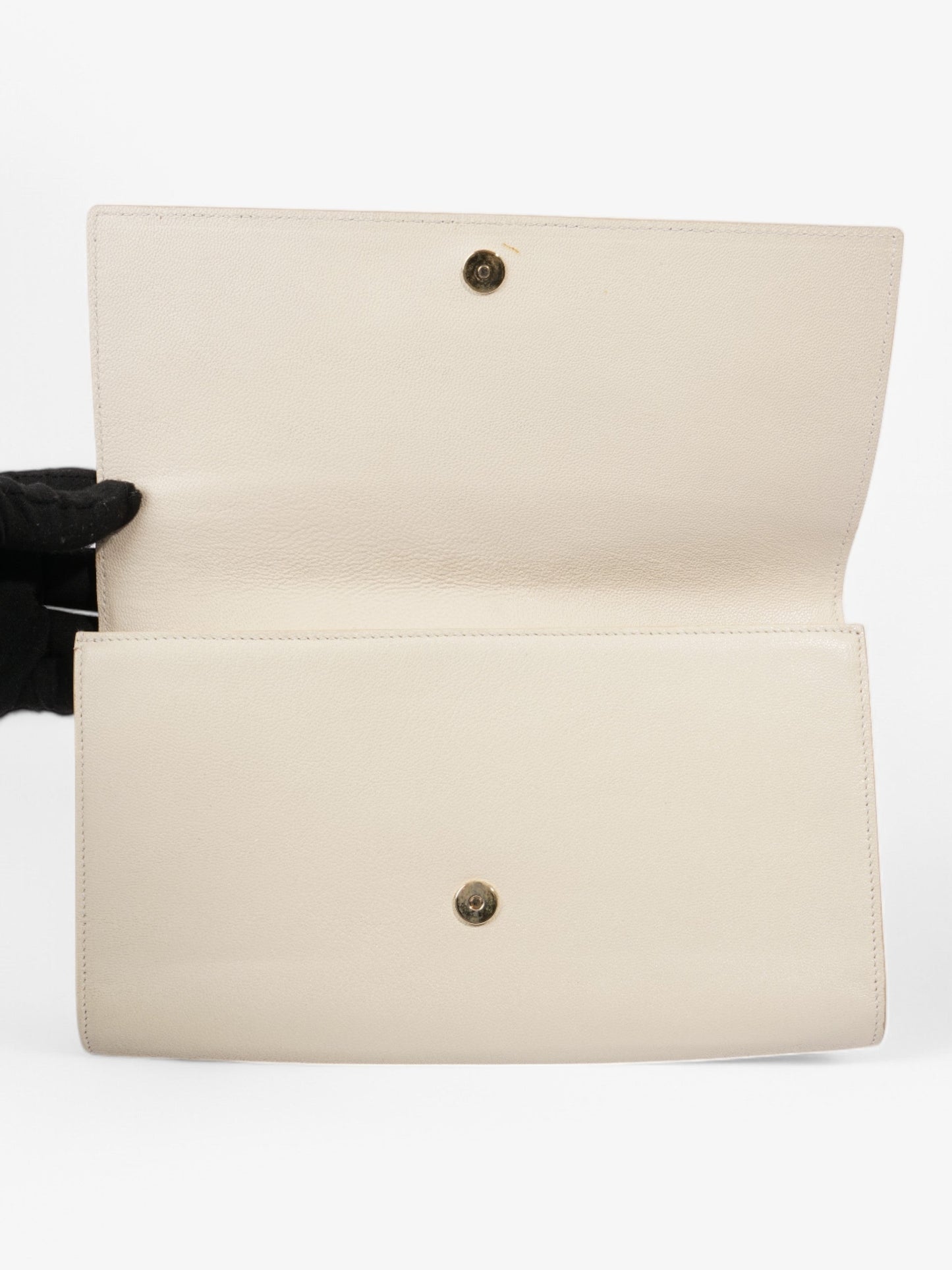 Saint Laurent Belle de Jour Clutch Cream Leather