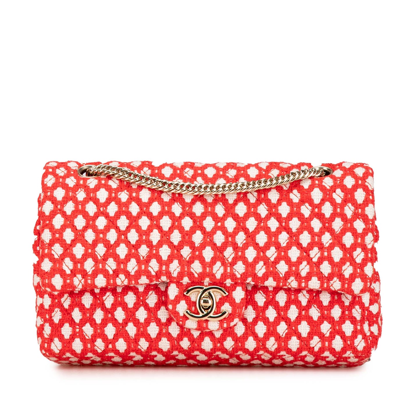 Chanel Jumbo Tweed Double Flap Red