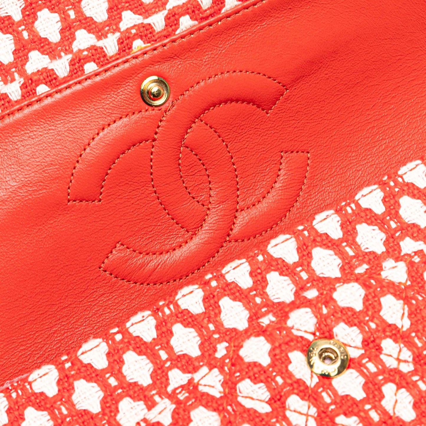Chanel Jumbo Tweed Double Flap Red