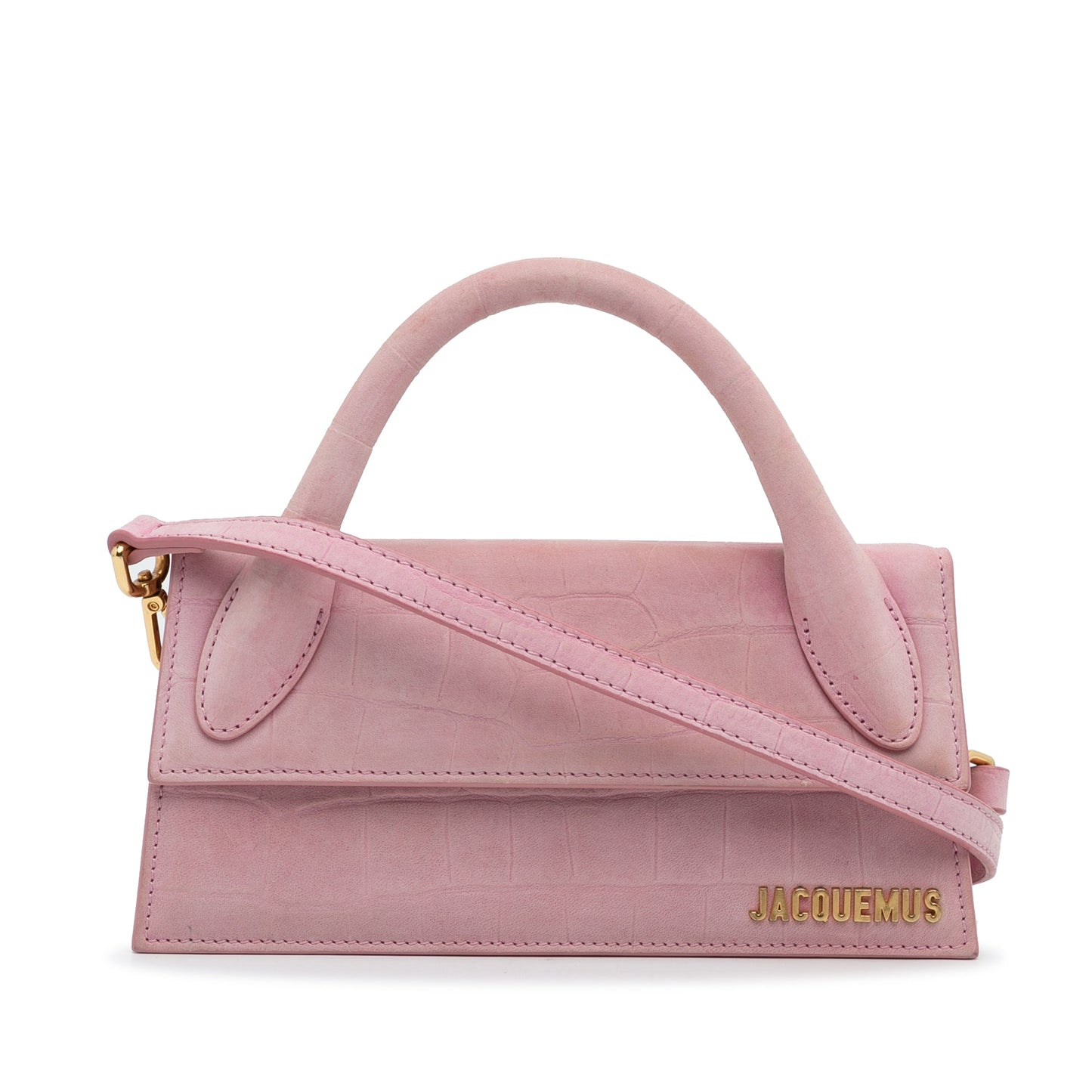 Jacquemus Suede Embossed Le Chiquito Long Pink