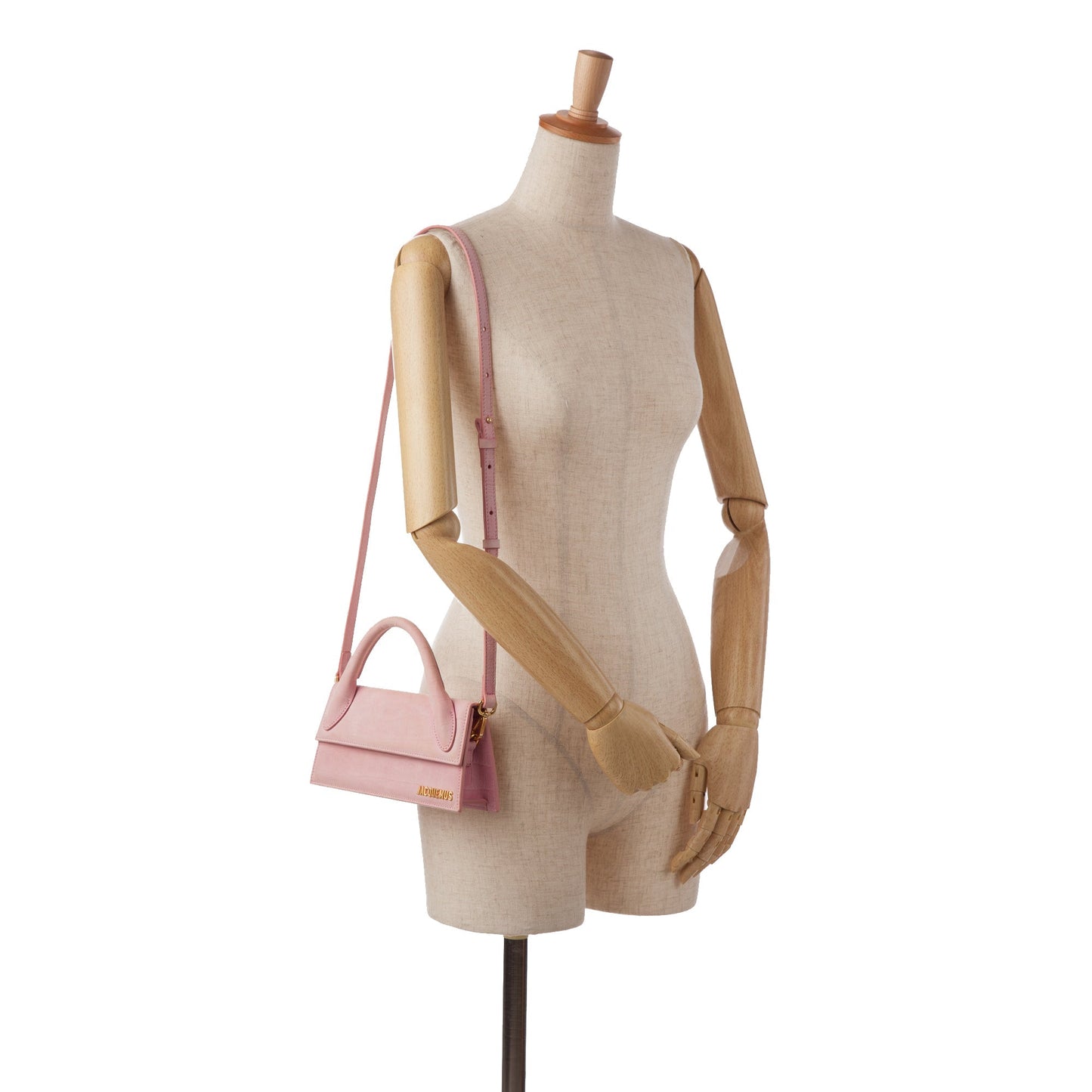 Jacquemus Suede Embossed Le Chiquito Long Pink