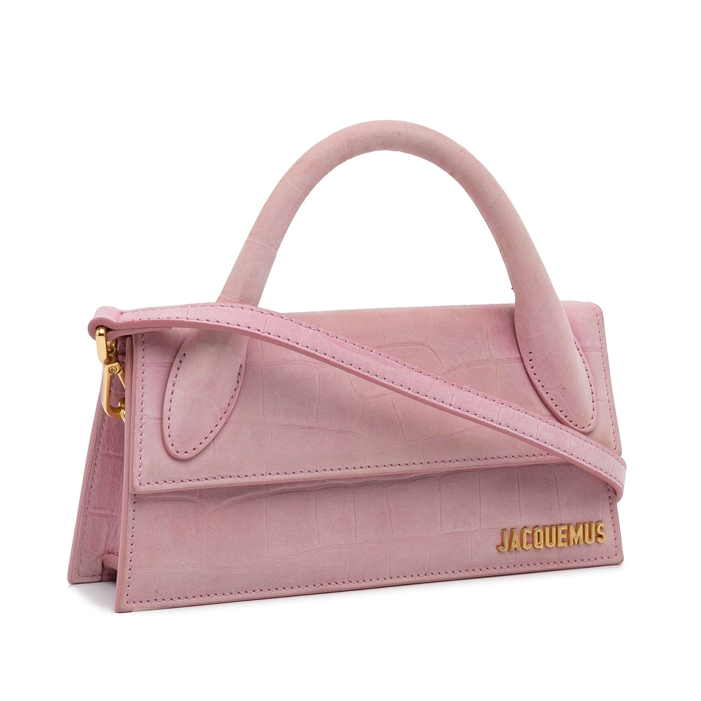 Jacquemus Suede Embossed Le Chiquito Long Pink