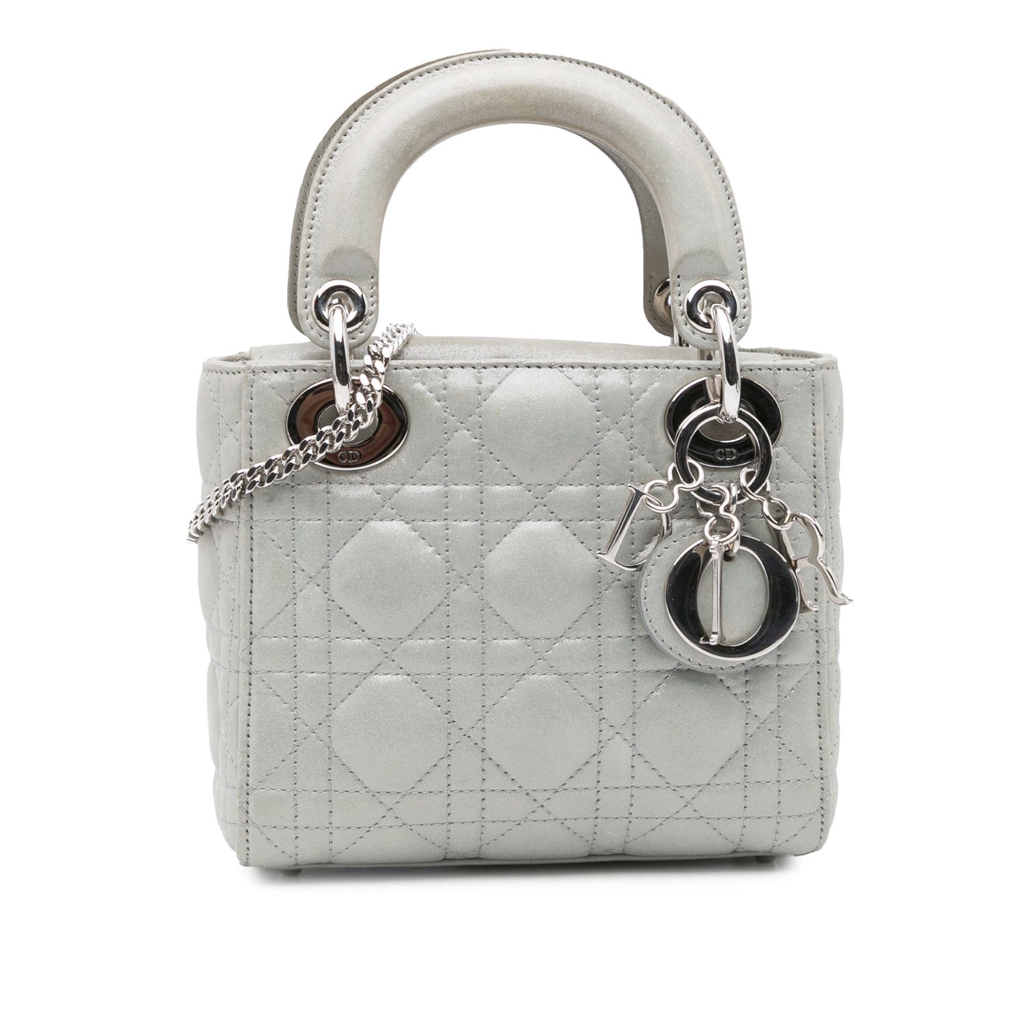 Dior Mini Iridescent Lambskin Cannage Lady Dior Gray