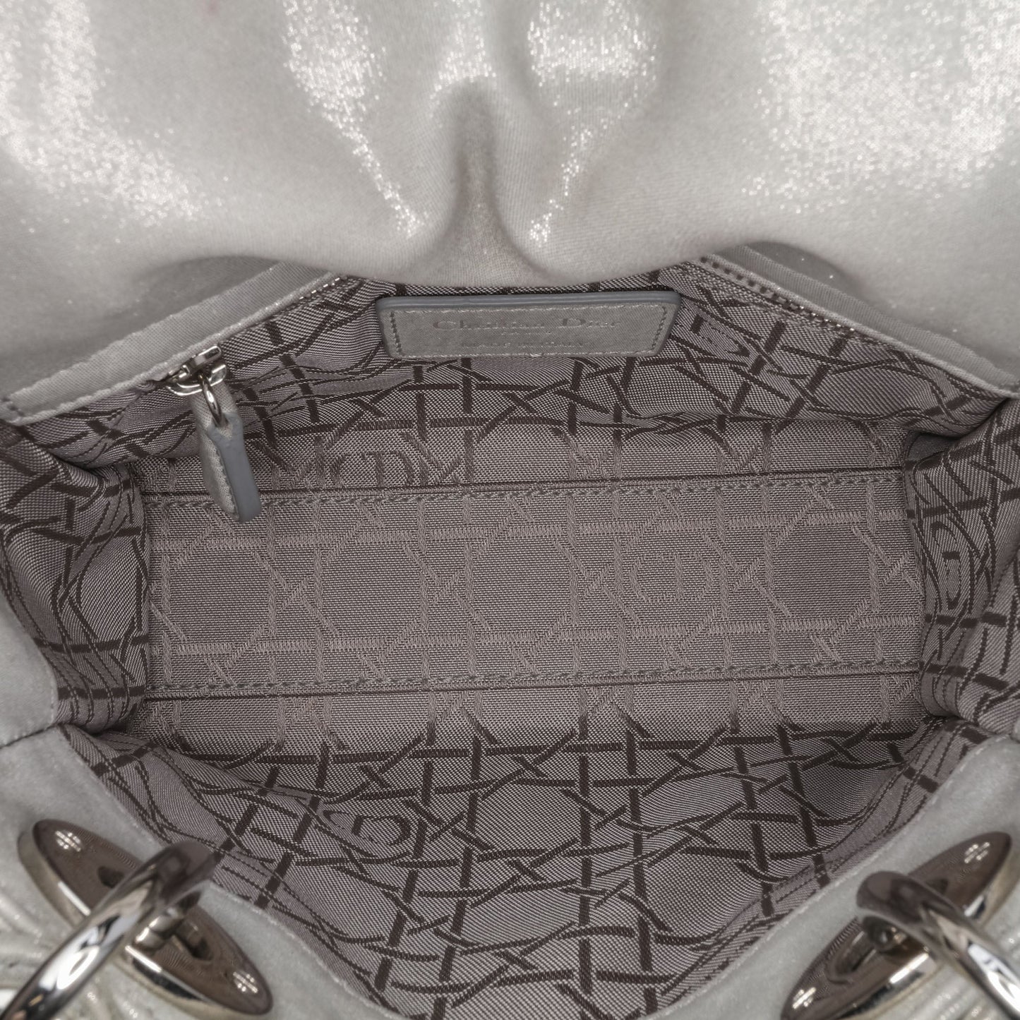 Dior Mini Iridescent Lambskin Cannage Lady Dior Gray