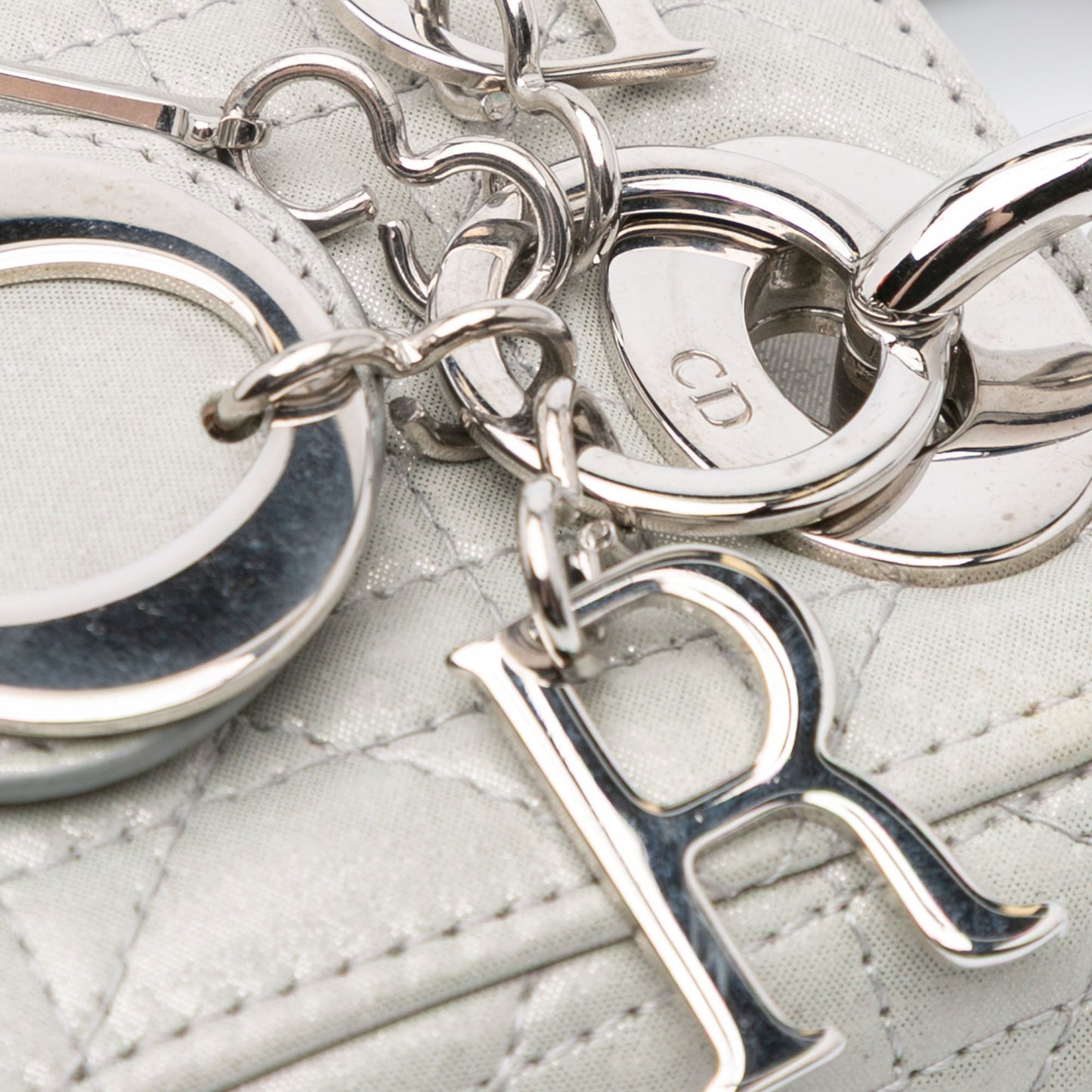 Dior Mini Iridescent Lambskin Cannage Lady Dior Gray