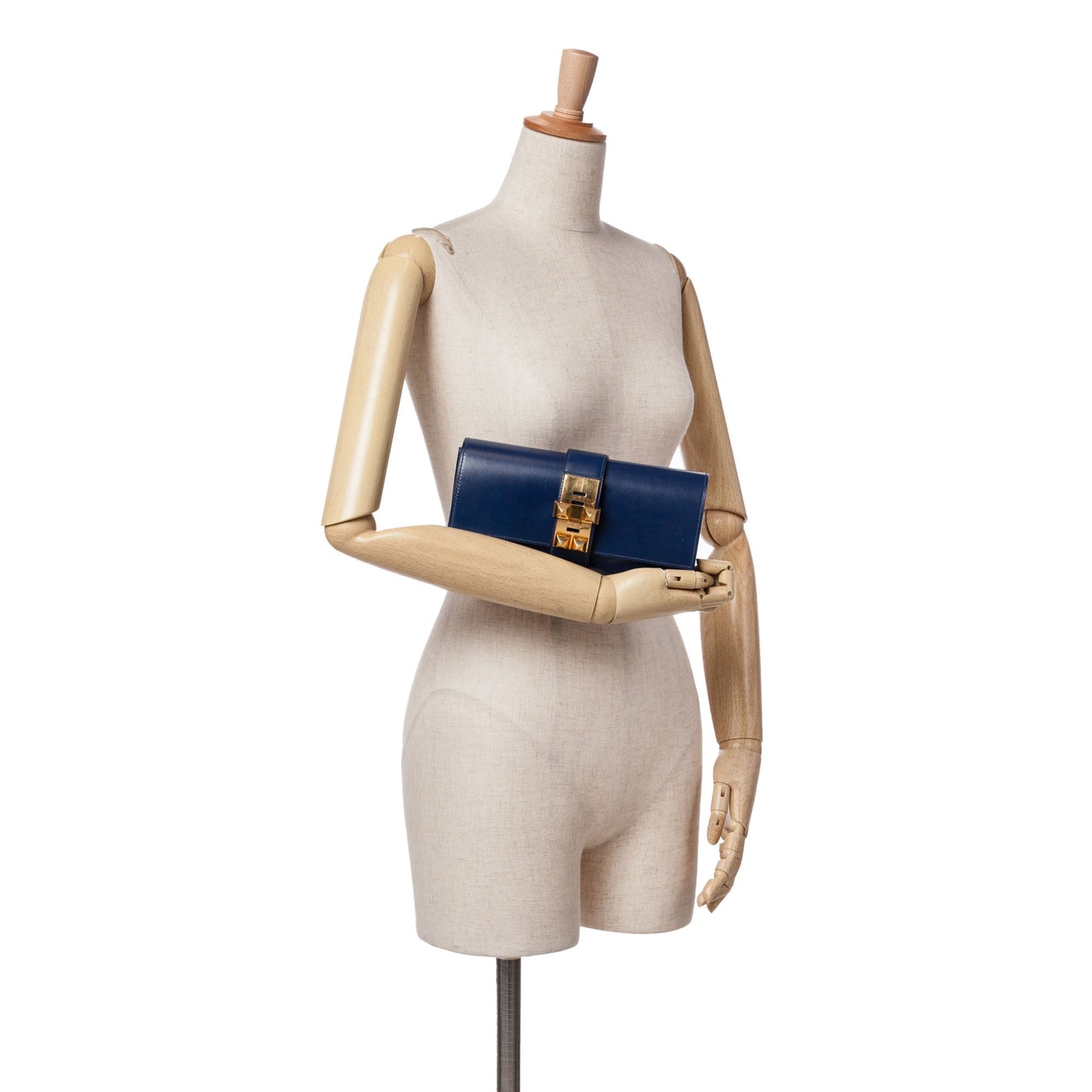 Hermès Tadelakt Medor Clutch 23 Blue