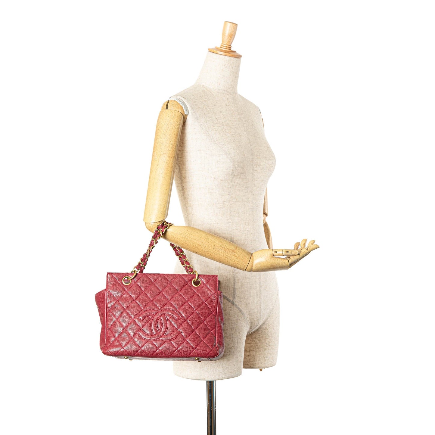 Chanel Caviar Grand Shopping Tote Red