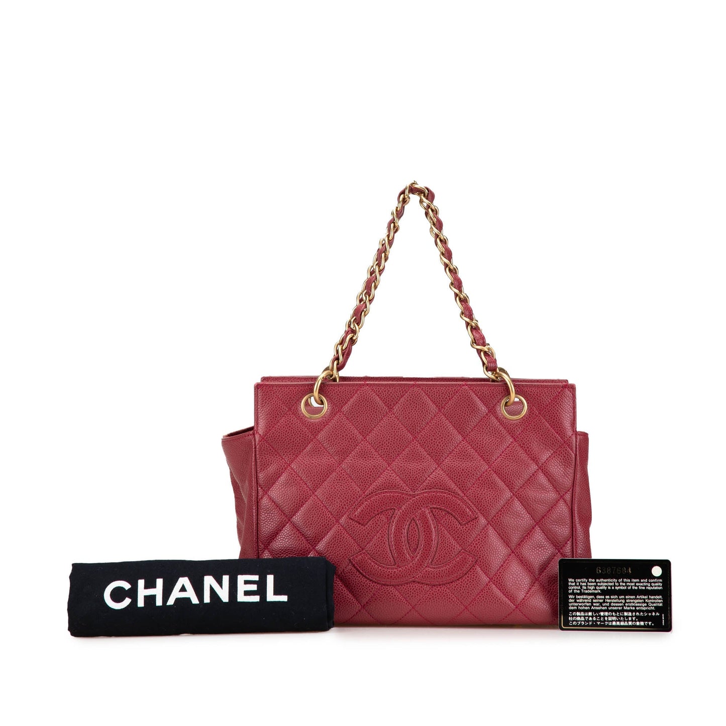 Chanel Caviar Grand Shopping Tote Red