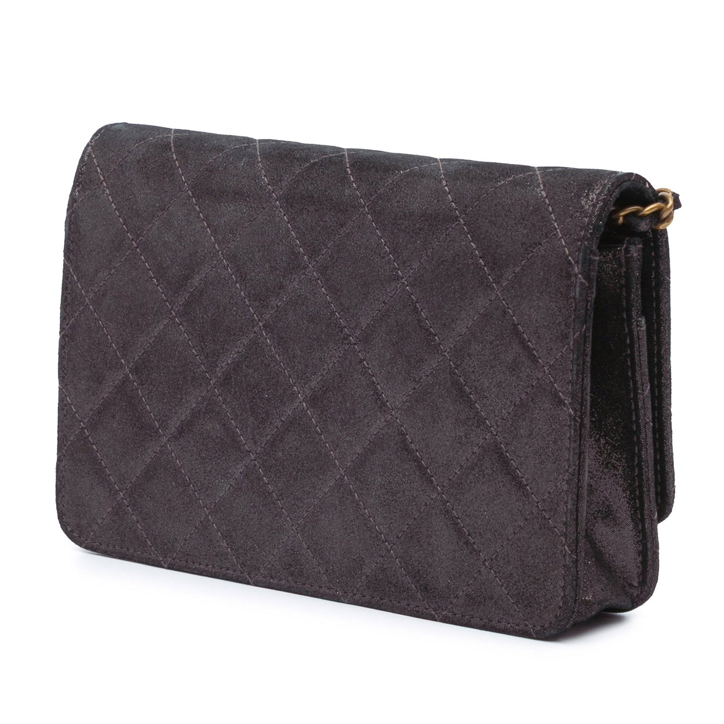 Chanel Metiers dâ€™Art Quilted Iridescent Lambskin Tartan Button Wallet On Chain Brown