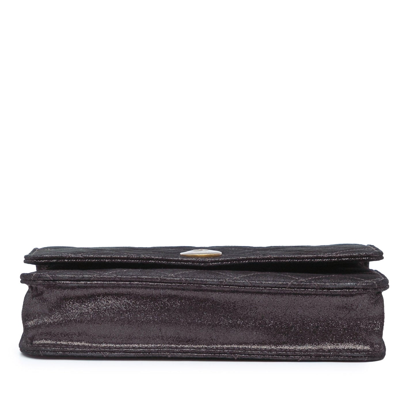 Chanel Metiers dâ€™Art Quilted Iridescent Lambskin Tartan Button Wallet On Chain Brown