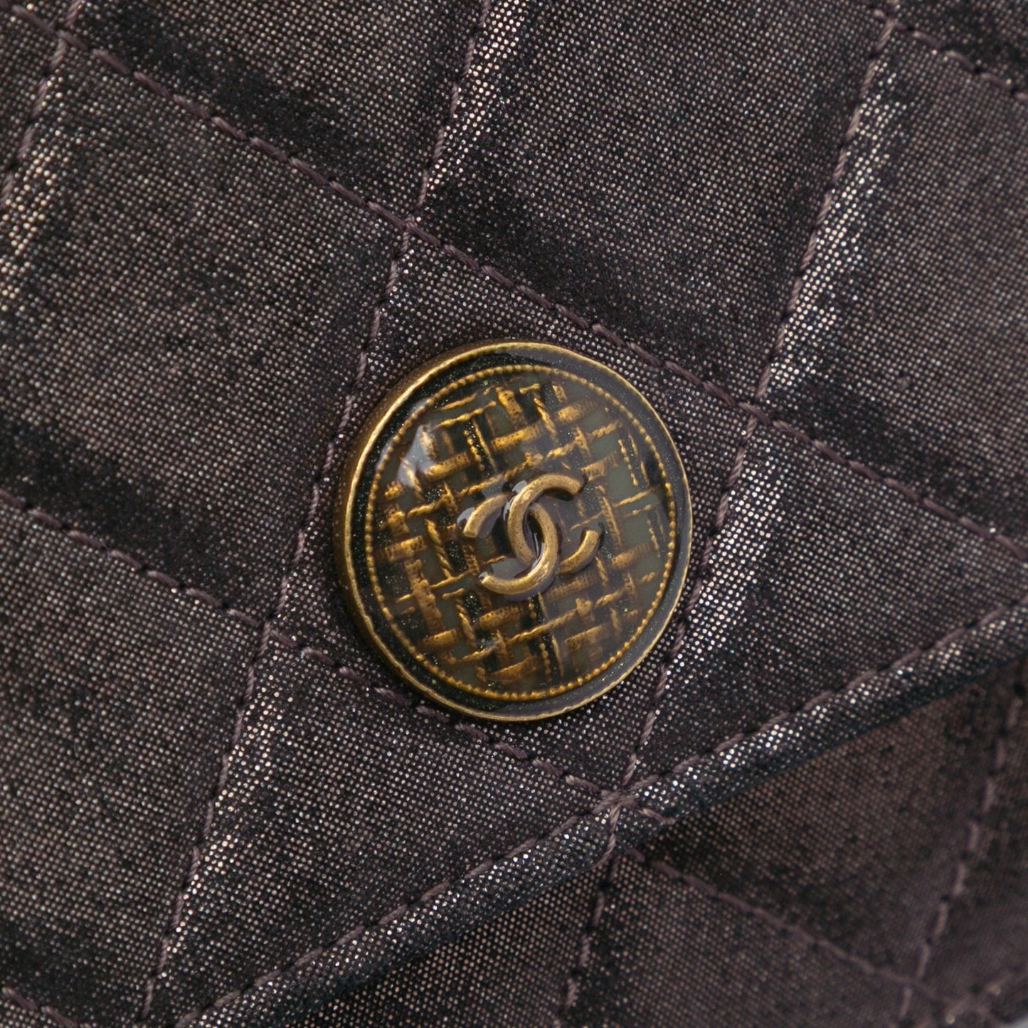 Chanel Metiers dâ€™Art Quilted Iridescent Lambskin Tartan Button Wallet On Chain Brown