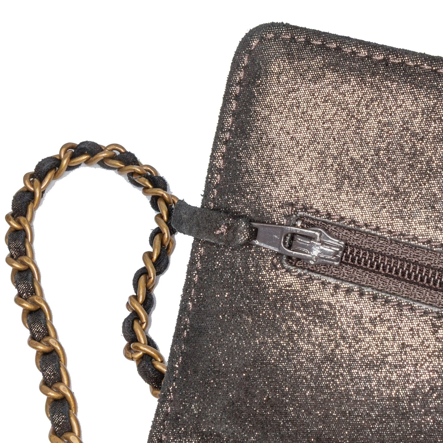 Chanel Metiers dâ€™Art Quilted Iridescent Lambskin Tartan Button Wallet On Chain Brown