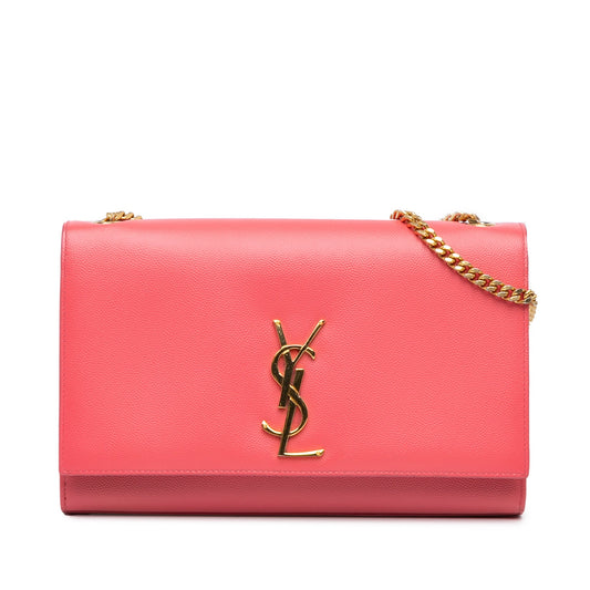 Saint Laurent Medium Grain De Poudre Monogram Kate Crossbody Pink