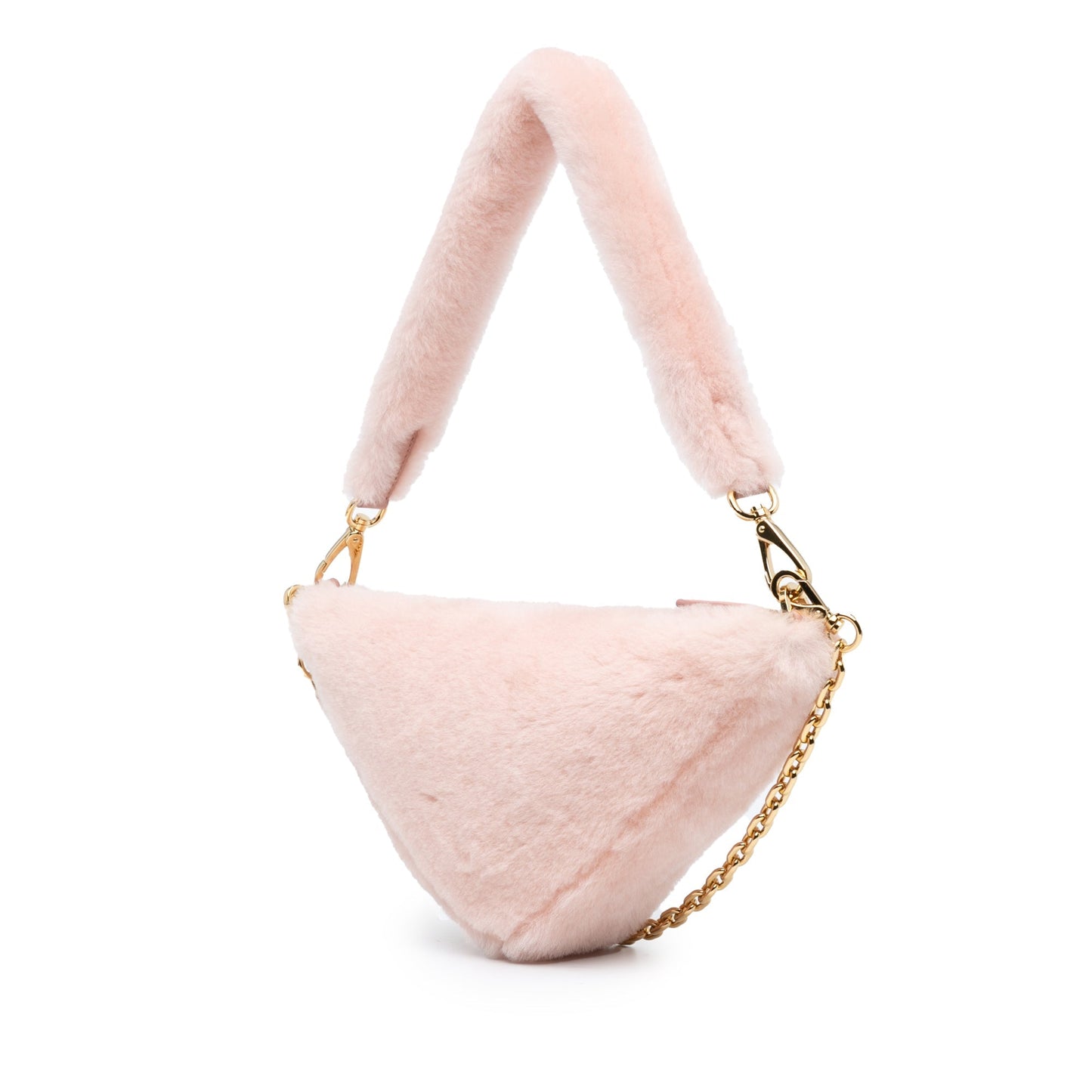 Prada Mini Shearling Triangle Satchel Pink