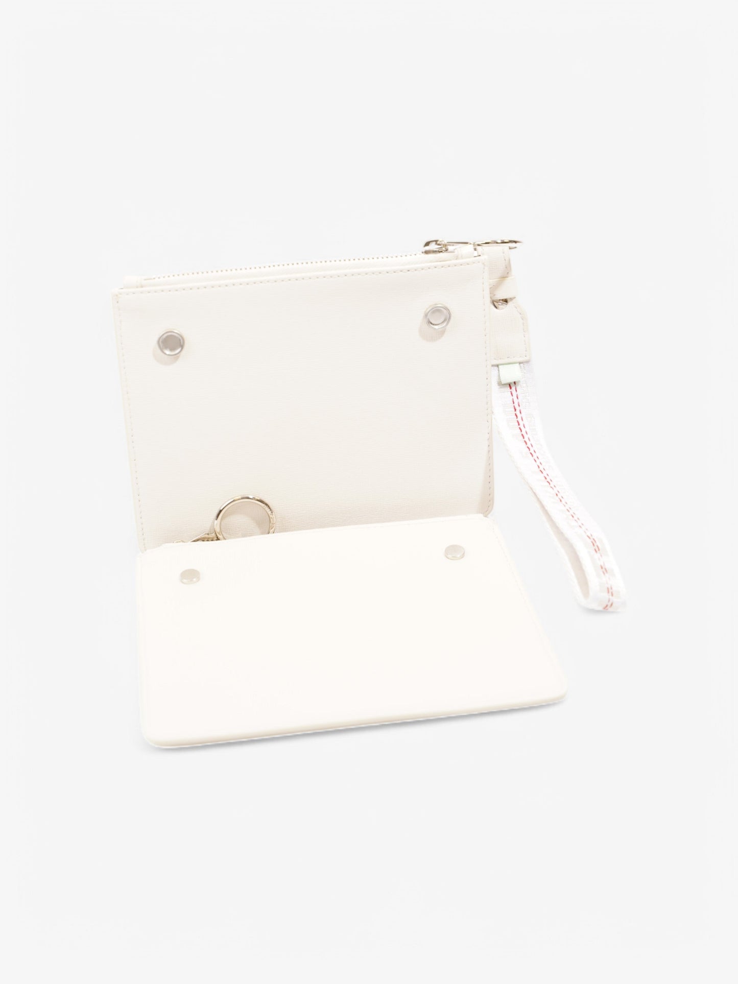Off White Diagonal Double Flat Bag White / Black Leather
