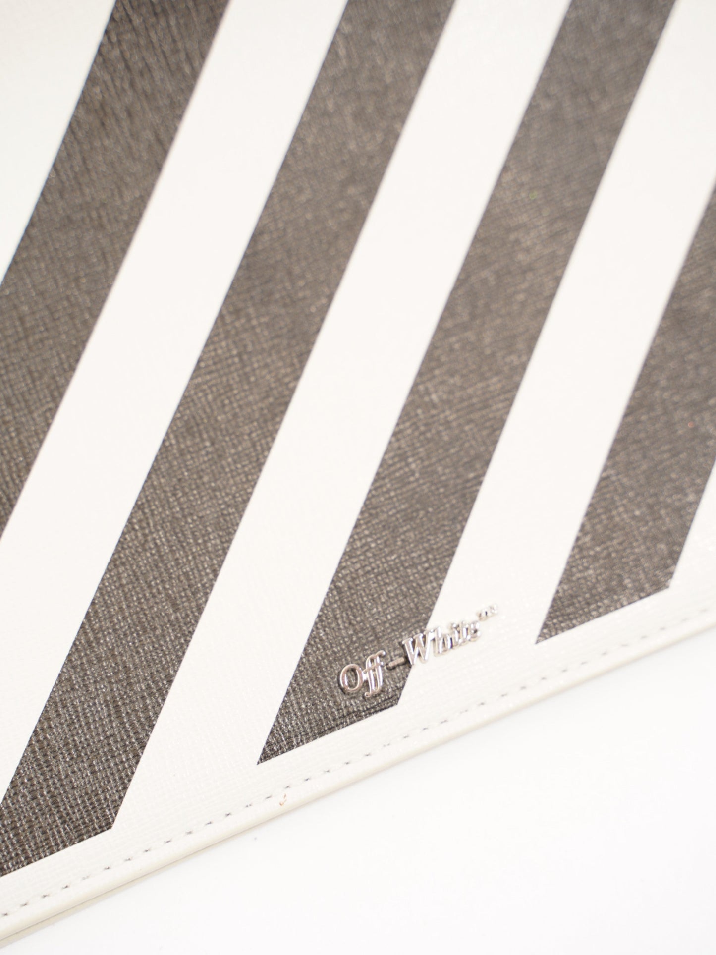 Off White Diagonal Double Flat Bag White / Black Leather