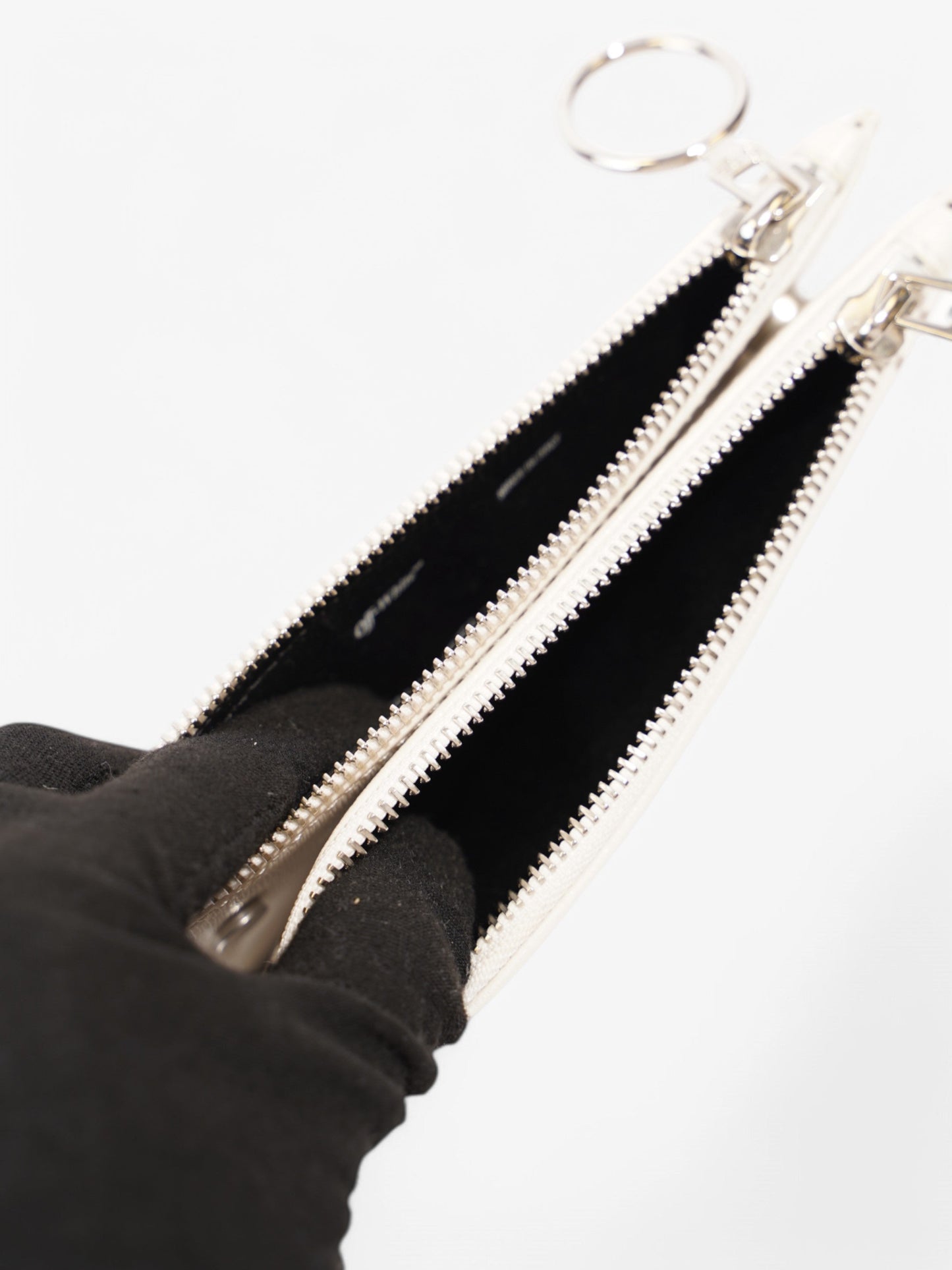 Off White Diagonal Double Flat Bag White / Black Leather