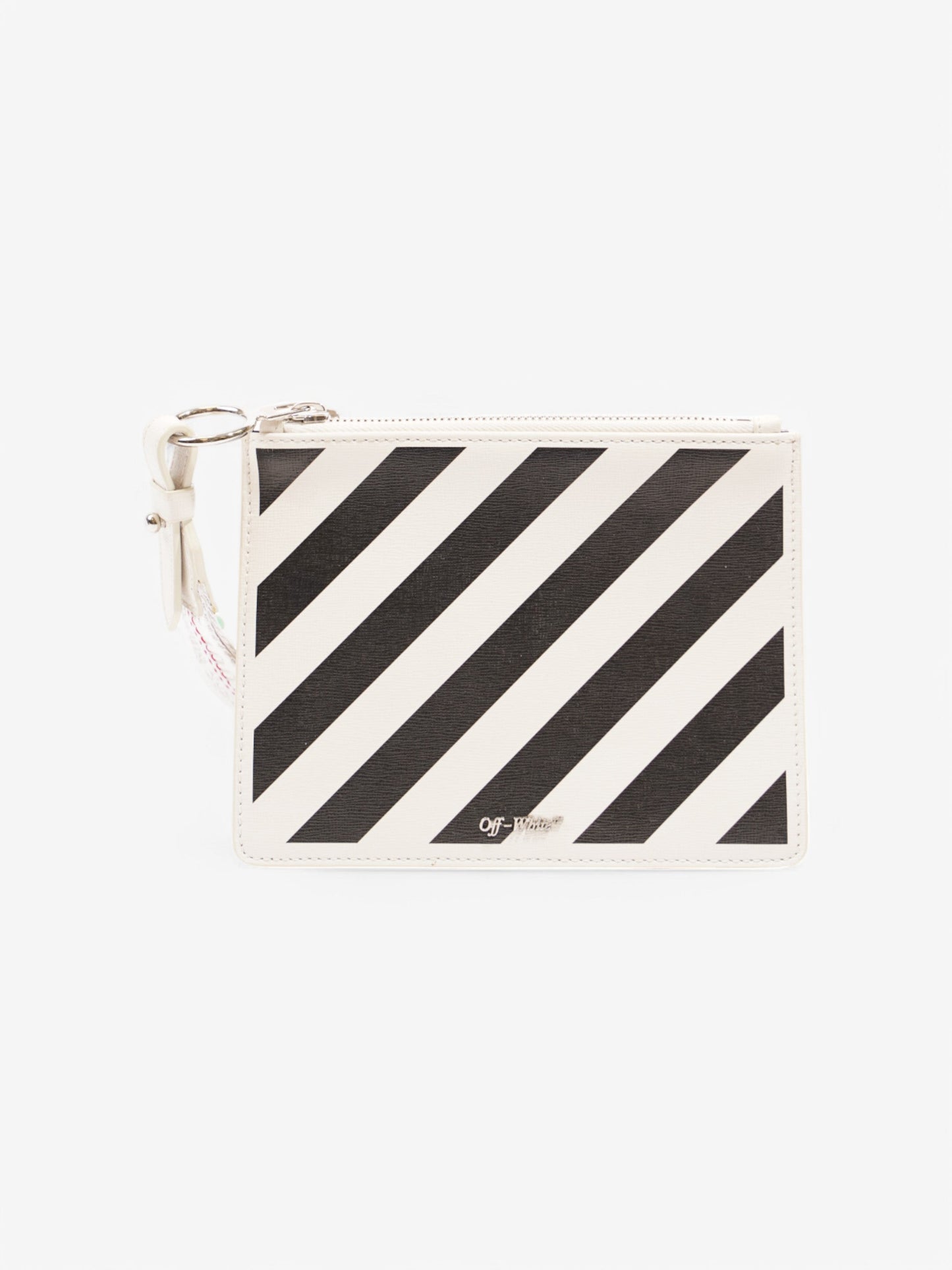 Off White Diagonal Double Flat Bag White / Black Leather