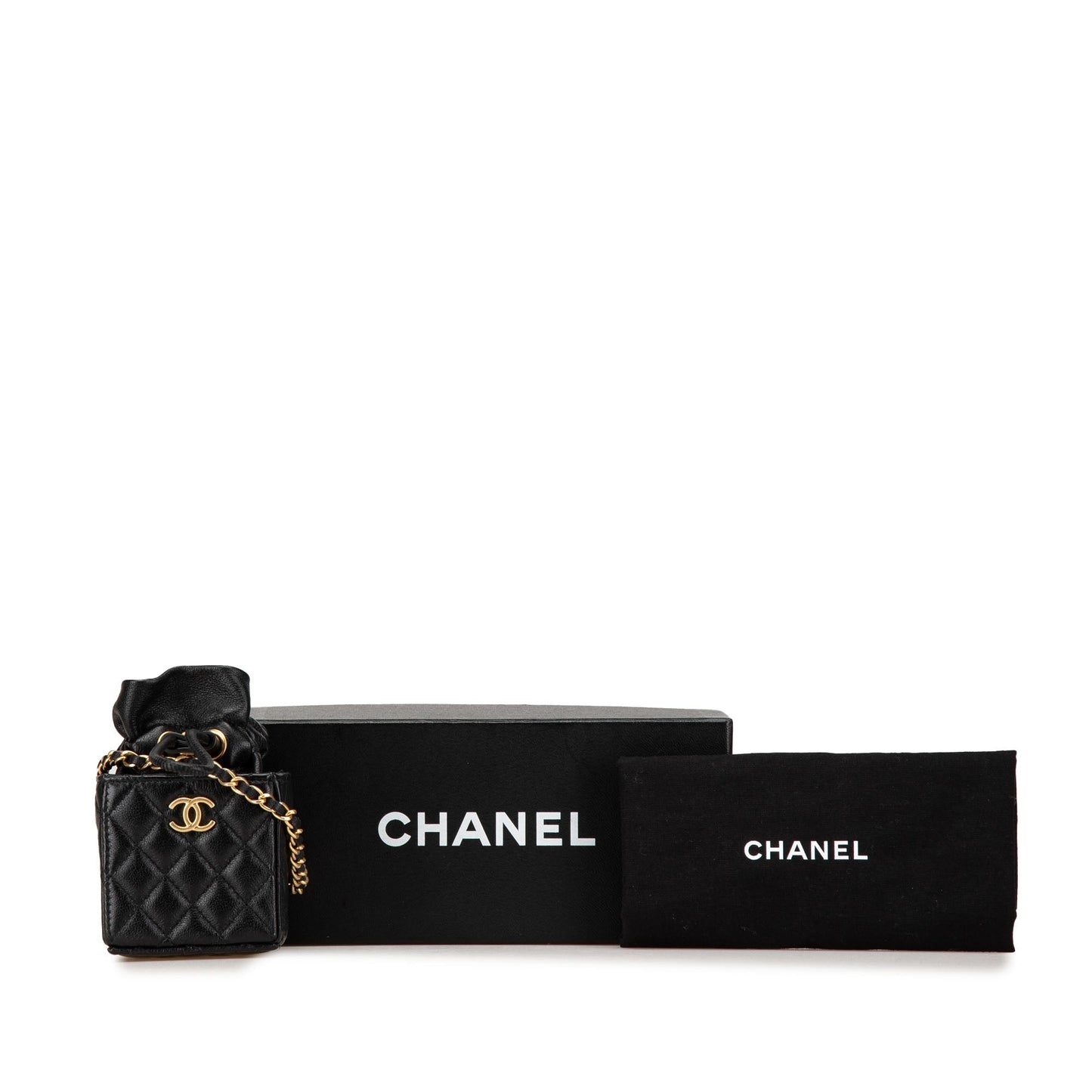 Chanel Mini Quilted Calfskin Drawstring Bucket Bag Black