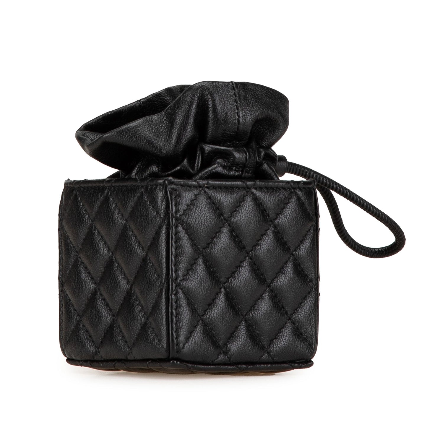Chanel Mini Quilted Calfskin Drawstring Bucket Bag Black