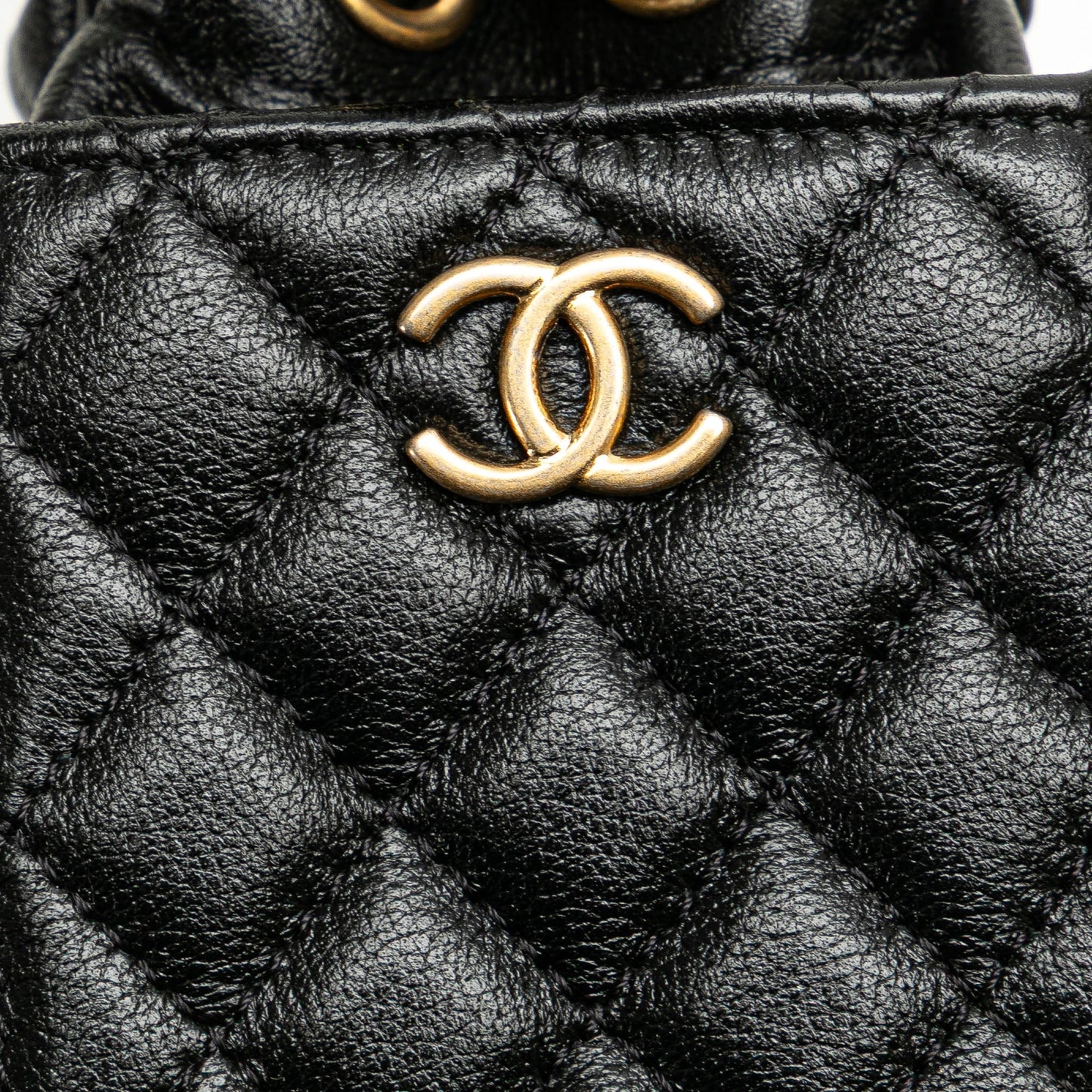 Chanel Mini Quilted Calfskin Drawstring Bucket Bag Black