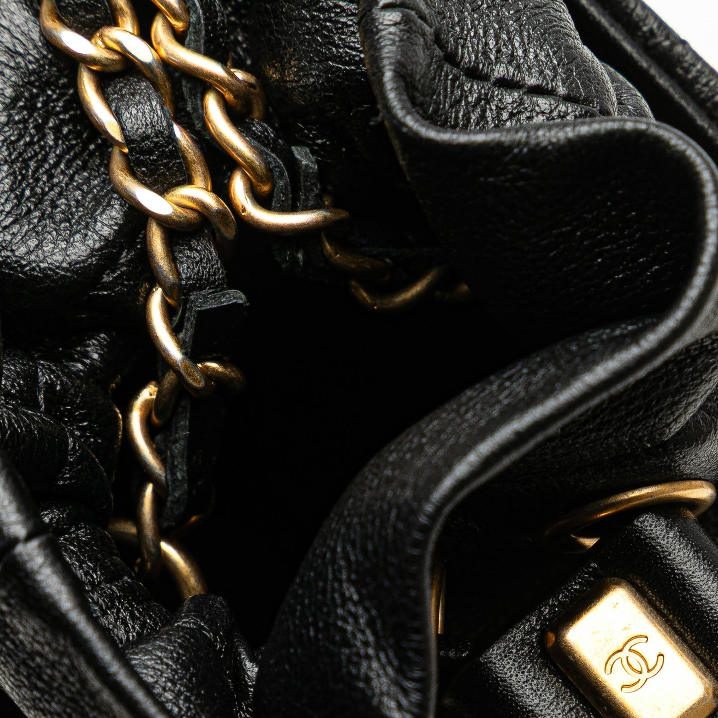 Chanel Mini Quilted Calfskin Drawstring Bucket Bag Black