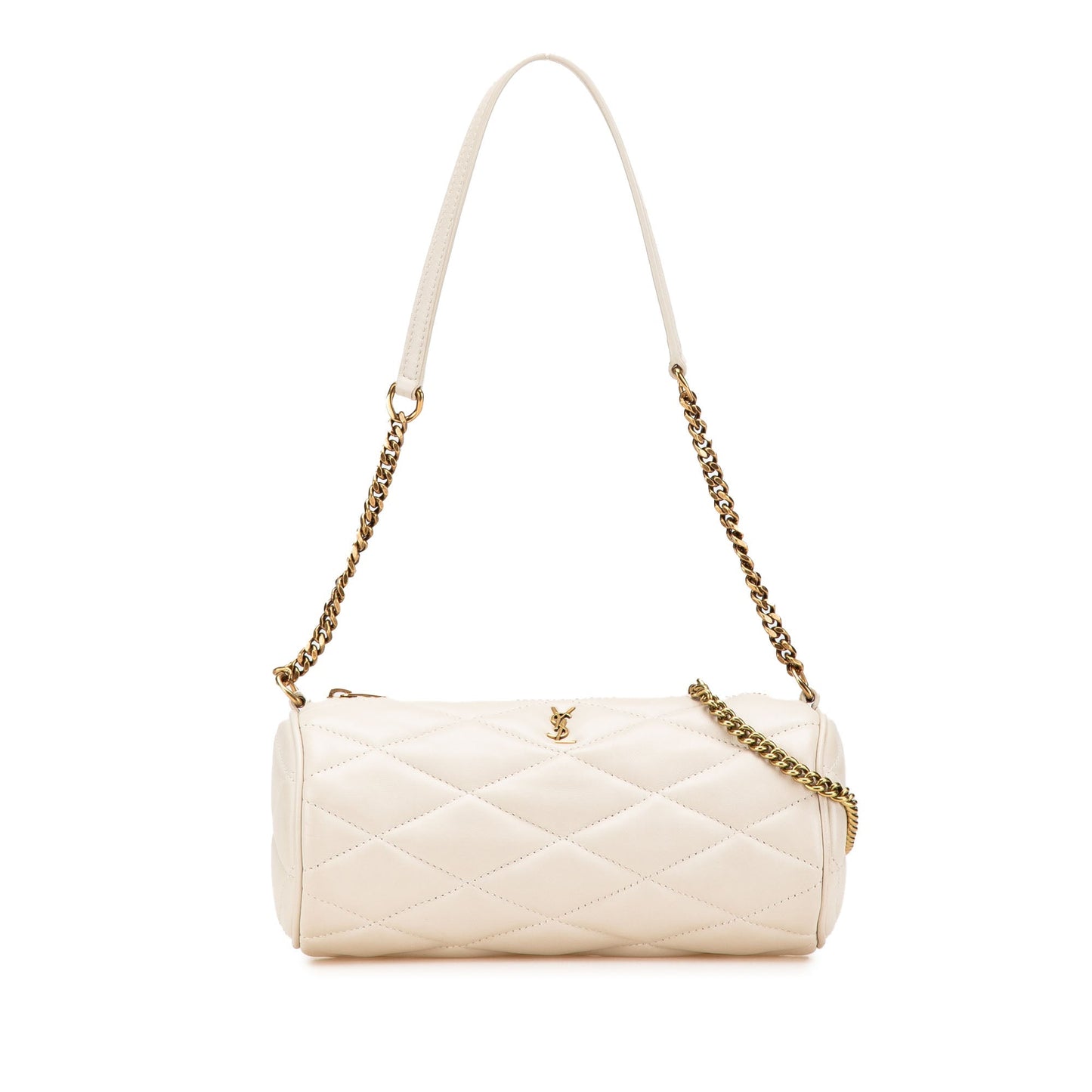 Saint Laurent Mini Quilted Lambskin Sade Tube Bag White