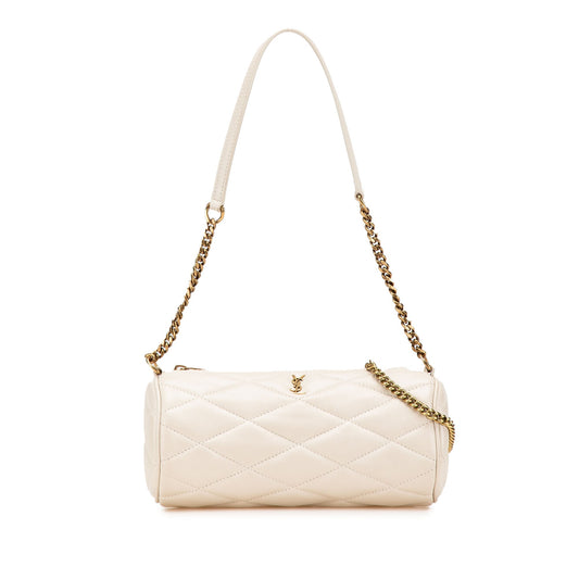 Saint Laurent Mini Quilted Lambskin Sade Tube Bag White