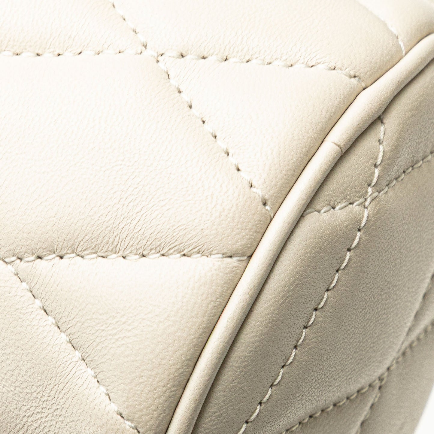 Saint Laurent Mini Quilted Lambskin Sade Tube Bag White
