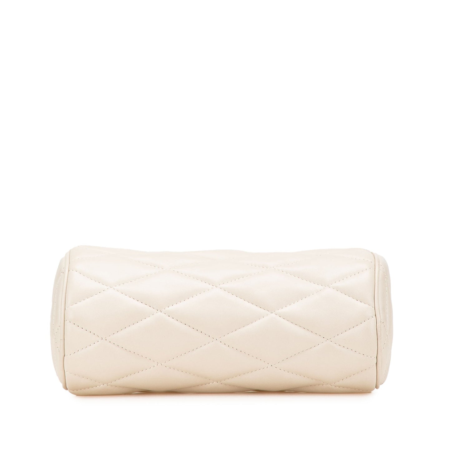 Saint Laurent Mini Quilted Lambskin Sade Tube Bag White