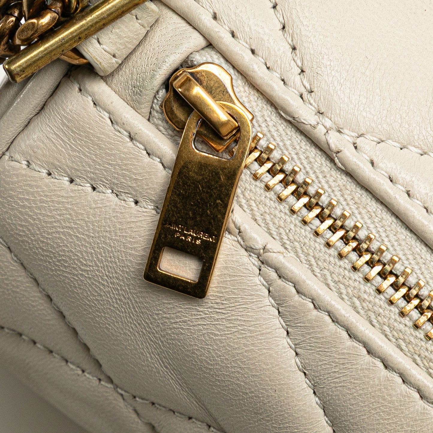 Saint Laurent Mini Quilted Lambskin Sade Tube Bag White