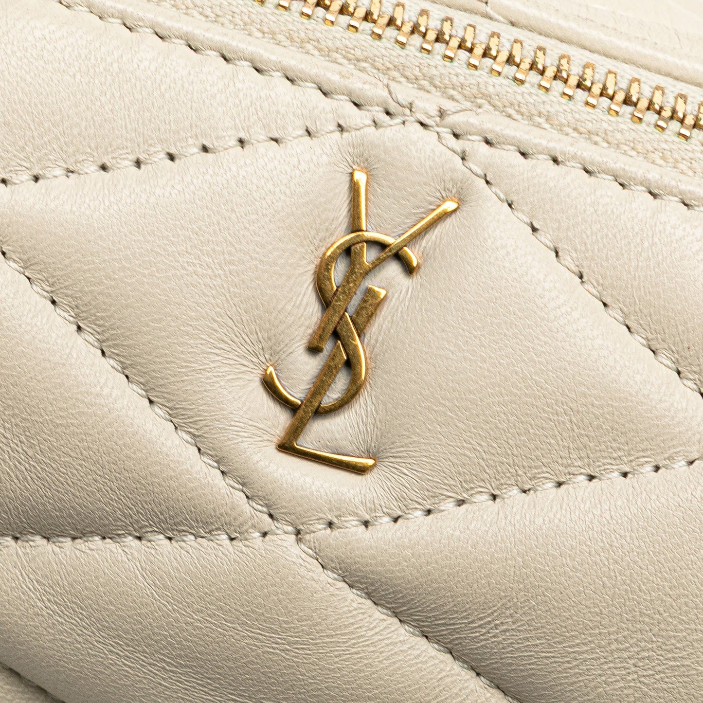 Saint Laurent Mini Quilted Lambskin Sade Tube Bag White