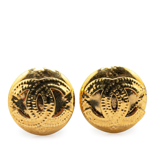 Chanel Gold Plated CC Clip on Earrings Gold