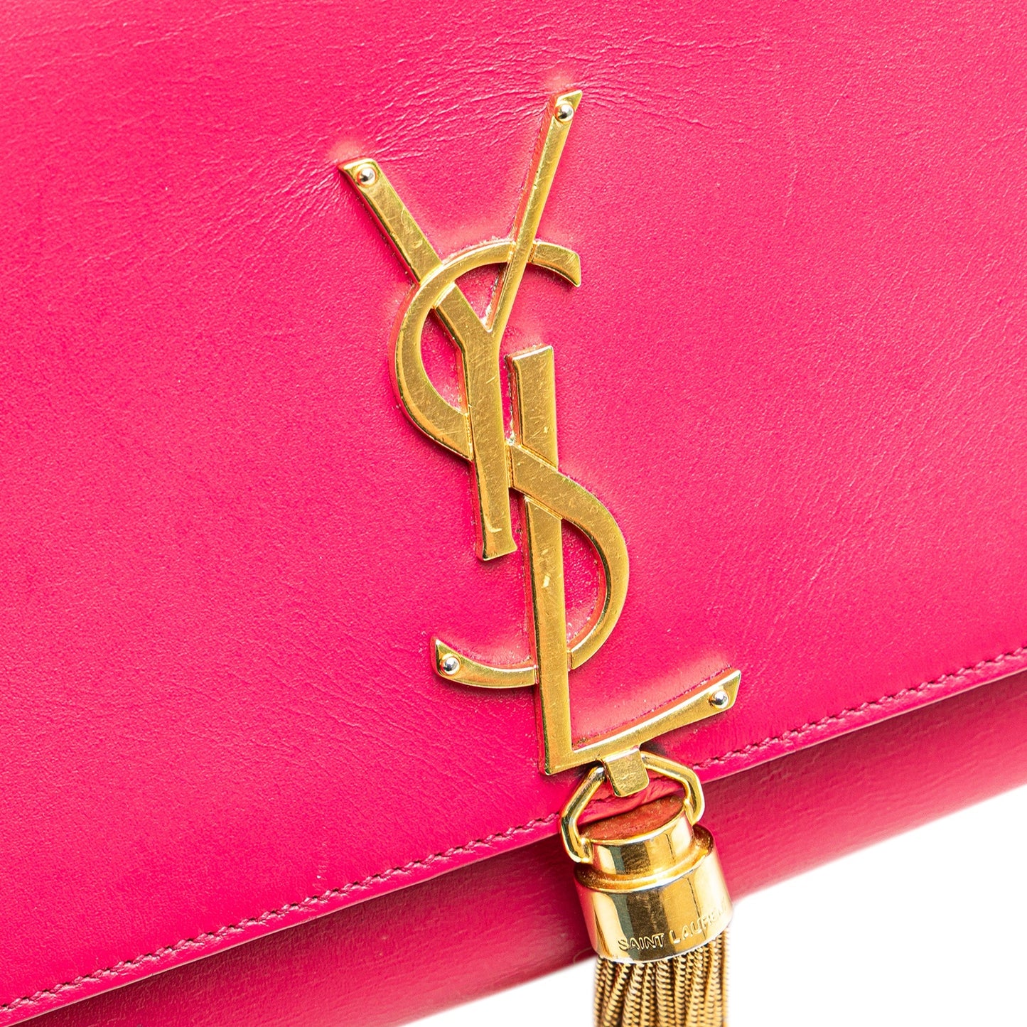Saint Laurent Medium Smooth Calfskin Classic Monogram Kate Tassel Crossbody Pink
