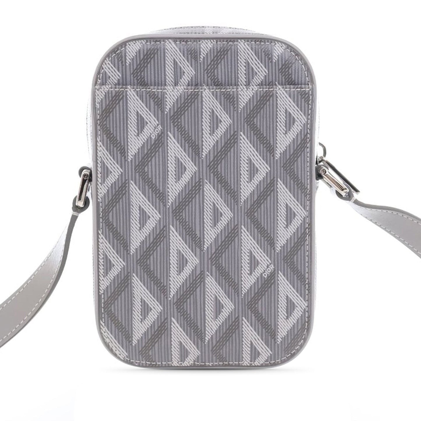 Dior Coated Canvas CD Diamond Hit The Road Vertical Wallet On Strap Gray