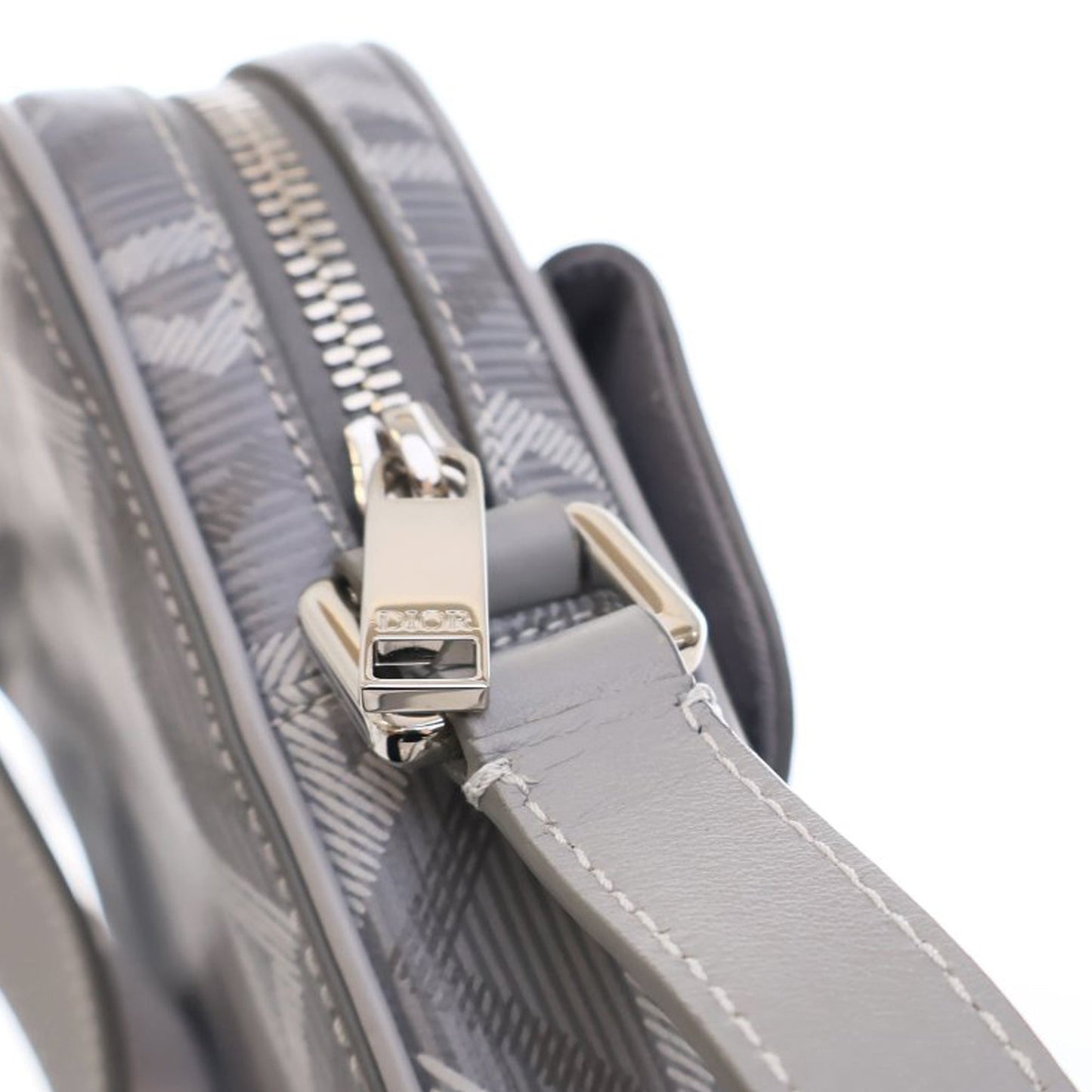 Dior Coated Canvas CD Diamond Hit The Road Vertical Wallet On Strap Gray