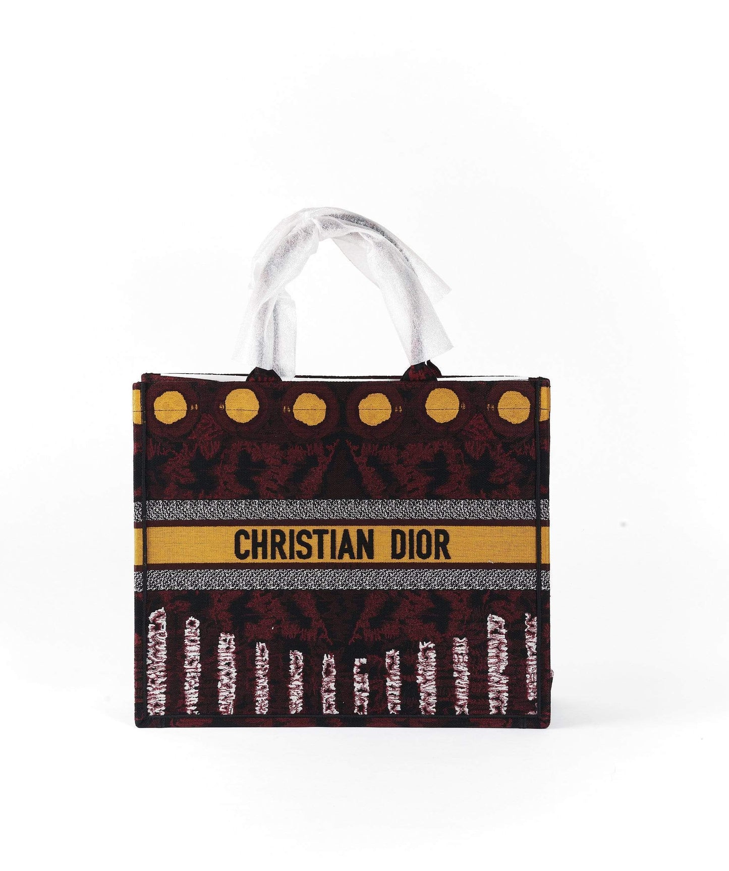Dior Book Tote Yellow Circle and Burgundy Print