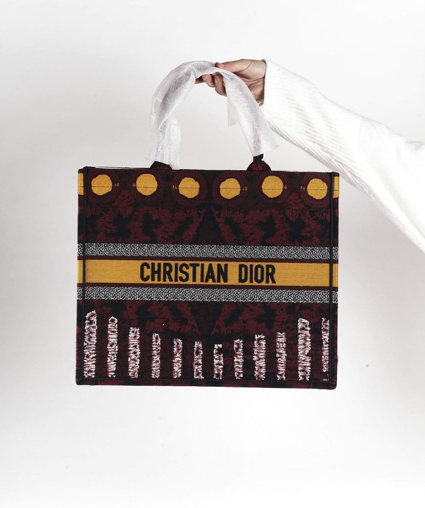 Dior Book Tote Yellow Circle and Burgundy Print