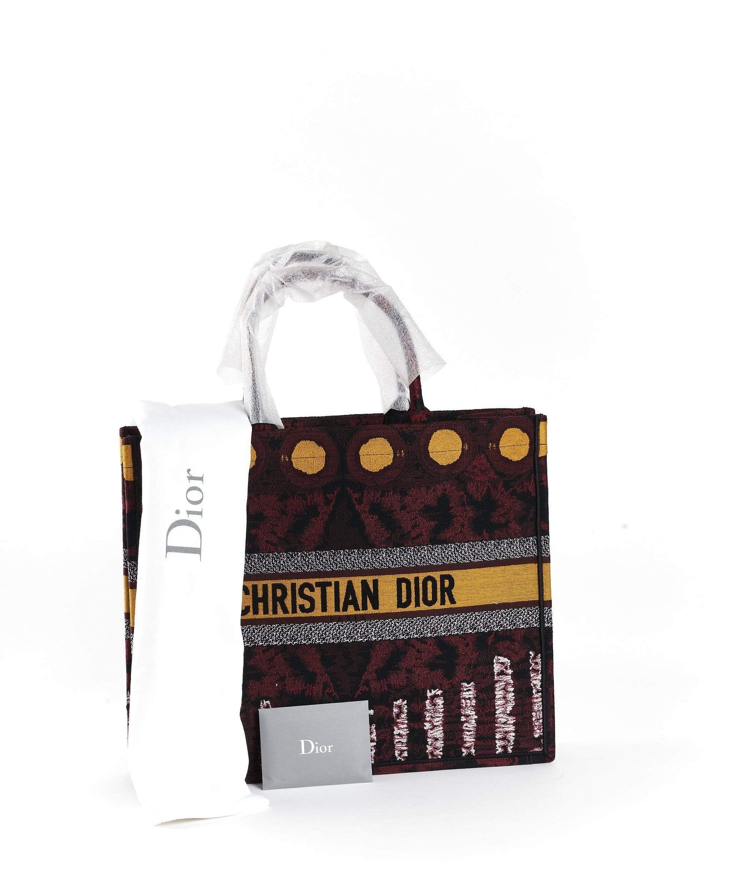 Dior Book Tote Yellow Circle and Burgundy Print