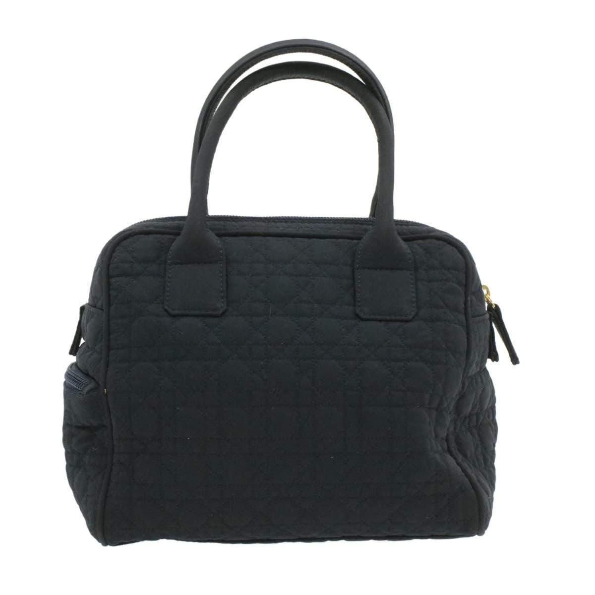 Christian Dior Cannage Hand Bag Black Nylon