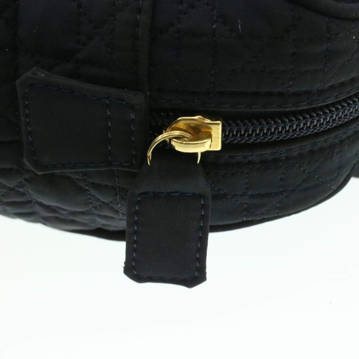 Christian Dior Cannage Hand Bag Black Nylon