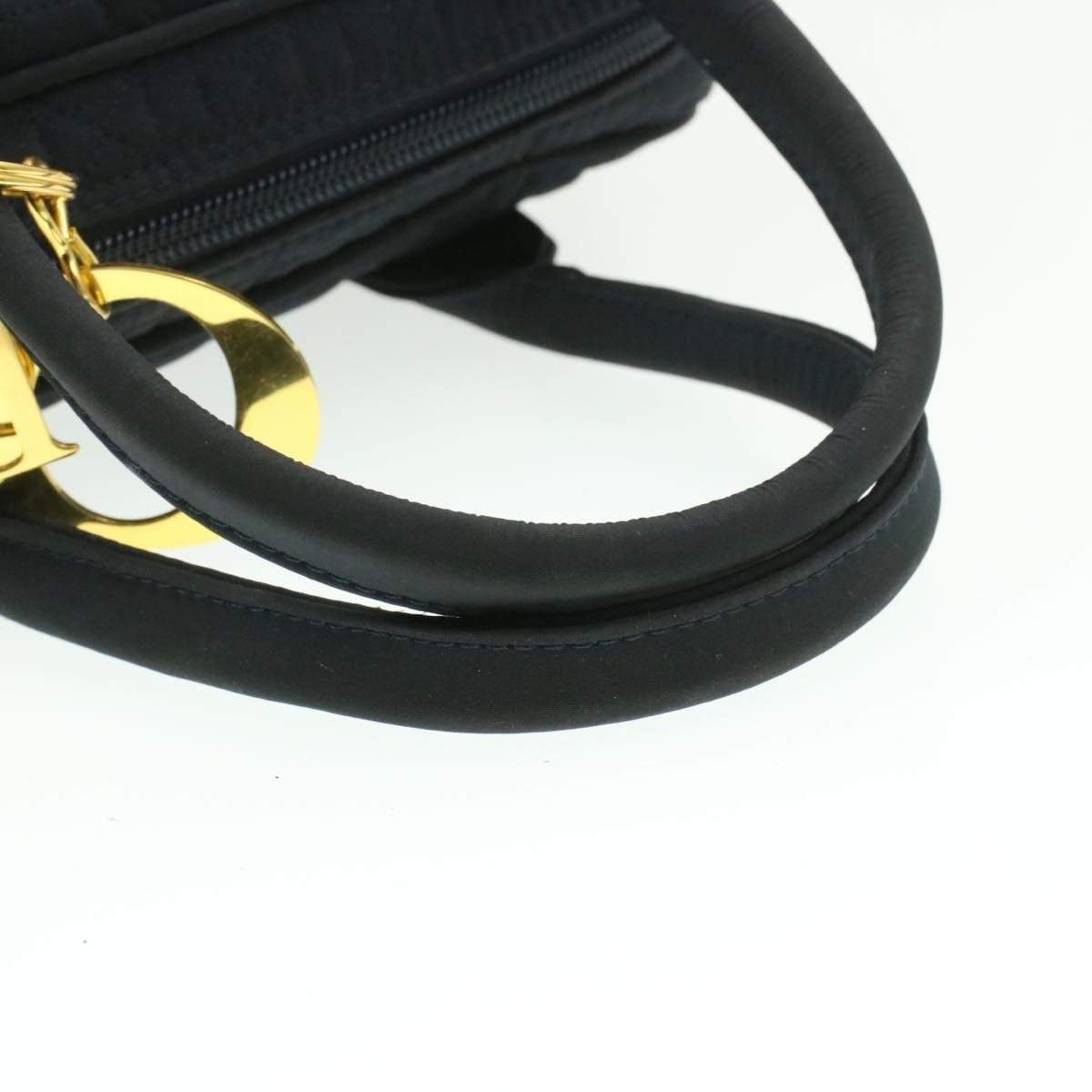 Christian Dior Cannage Hand Bag Black Nylon