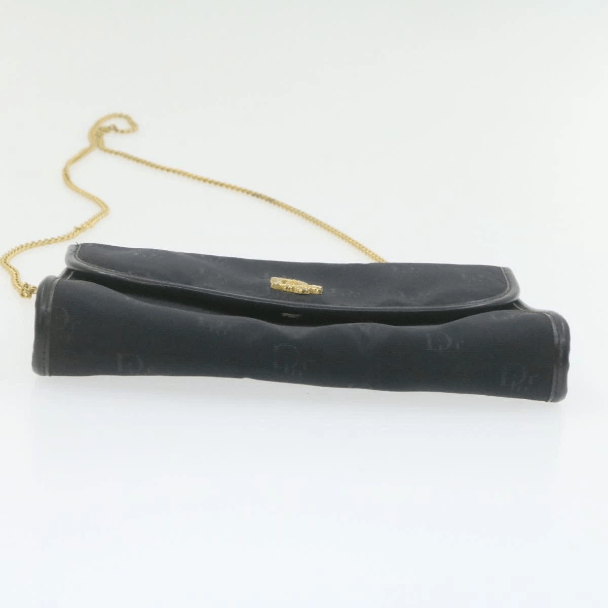 CHRISTIAN DIOR Chain Shoulder Bag Black Canvas Auth 21499 MW2753