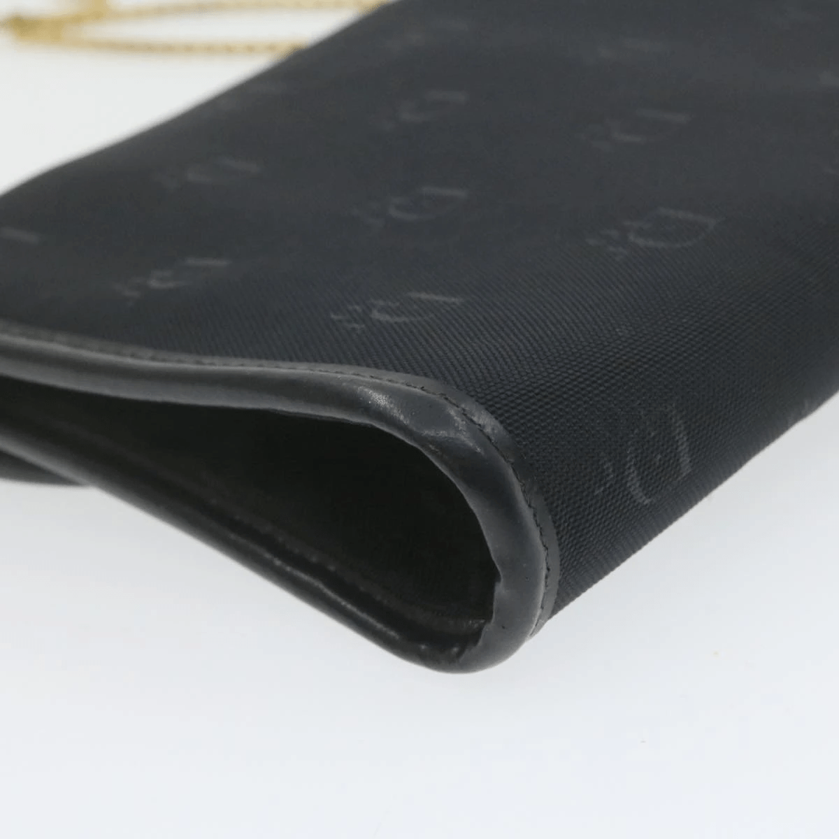 CHRISTIAN DIOR Chain Shoulder Bag Black Canvas Auth 21499 MW2753