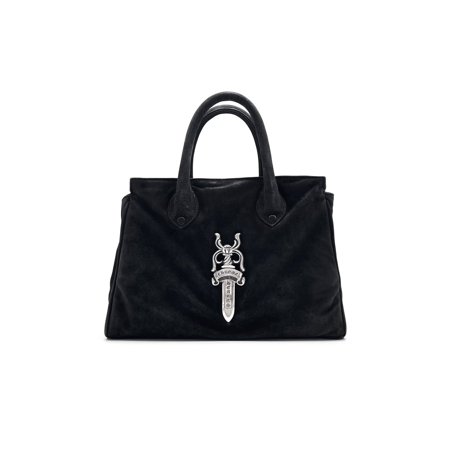 Chrome Hearts Silver Dagger Black Suede Handbag