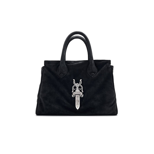 Chrome Hearts Silver Dagger Black Suede Handbag
