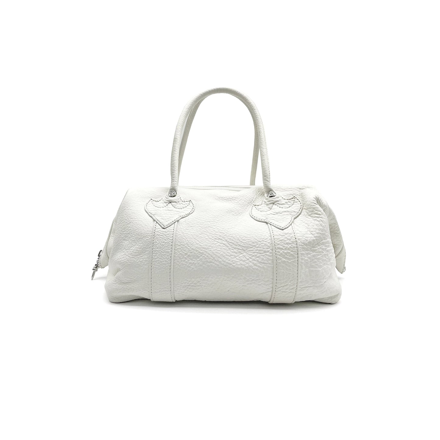Chrome Hearts White Leather Monica Bag With Silver Cross Logo