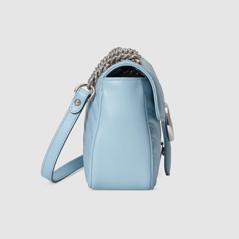 Gucci GG Marmont Medium Shoulder Bag Pastel Blue Leather