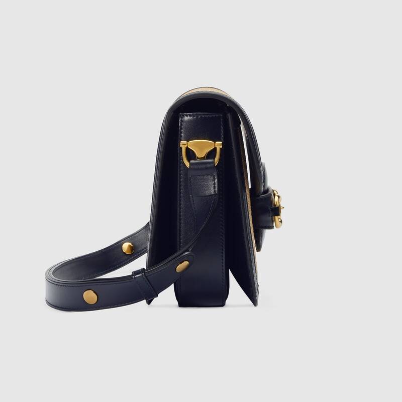 Gucci Horsebit 1955 Shoulder Bag Blue Leather