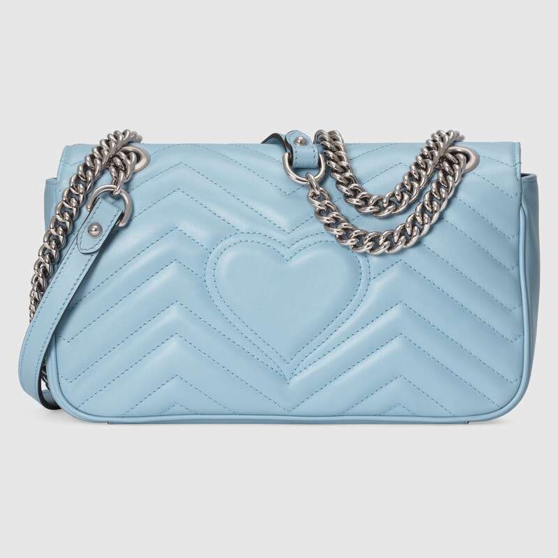 Gucci GG Marmont Medium Shoulder Bag Pastel Blue Leather